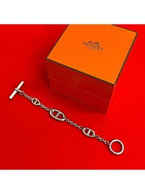 Hermes Farandole 925 Sterling Silver Chain Bracelet Bangle